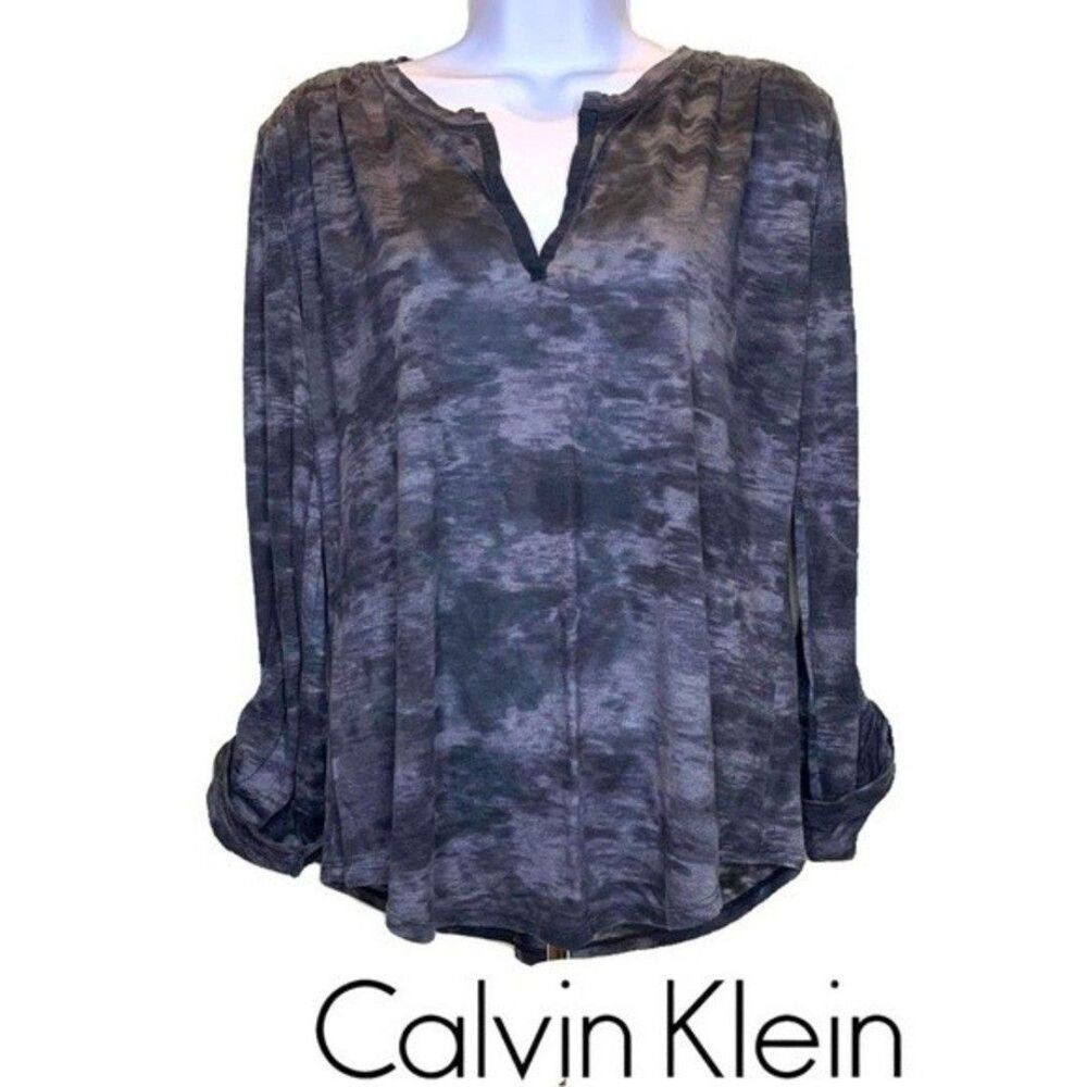 Calvin Klein Space Dyed Blouse Long Sleeve Top Size M